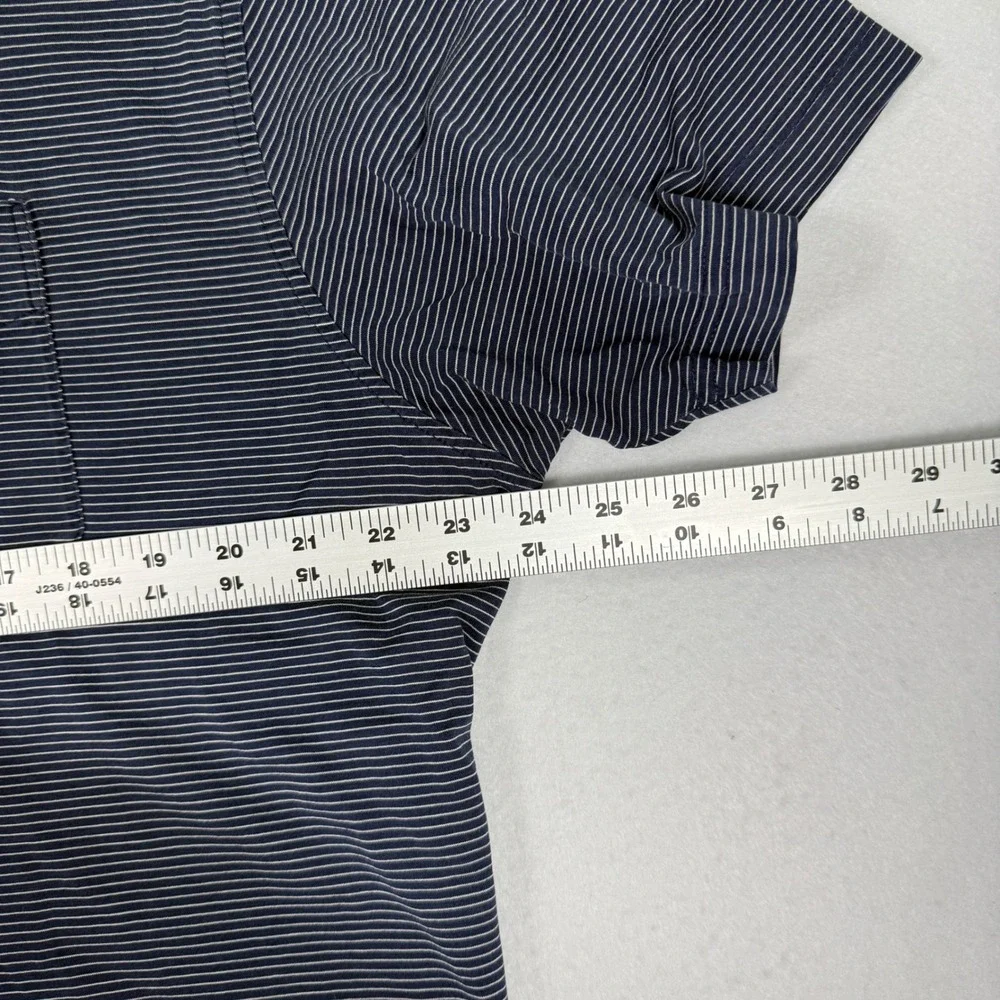 LINCS David Chu Golf Polo Shirt XL Navy White Stripe 100% Peruvian Cotton